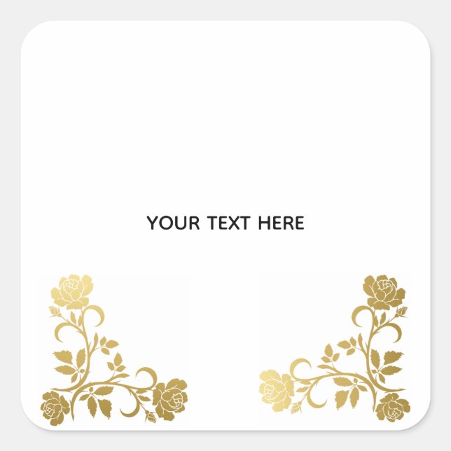 Create Your Own Golden Elegant Square Sticker (Front)