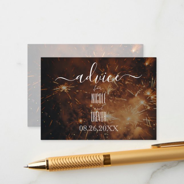 Create Your Own Golden Fireworks Advice Card (Front/Back In Situ)