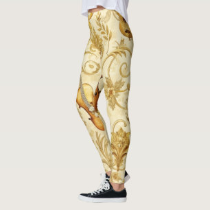Create Your Own Golden Instruments Collage Floral Leggings