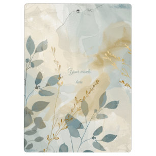 Create Your Own Golden Mist Blue Floral Minimalist Clipboard