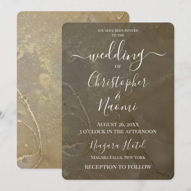 Create Your Own Golden Natural Marble Invitation (Front/Back)