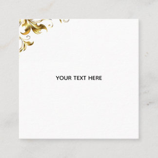 Create Your Own Golden White Elegant Square Business Card