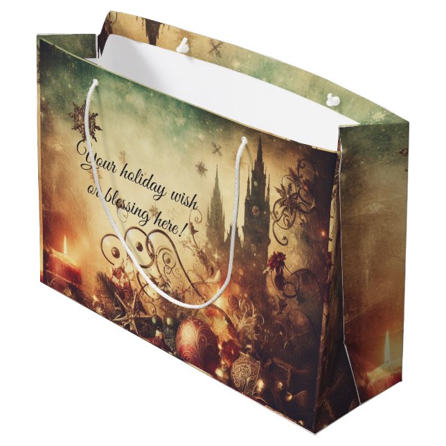 Create Your Own Gothic Christmas Castle Large Gift Bag (Back Angled)