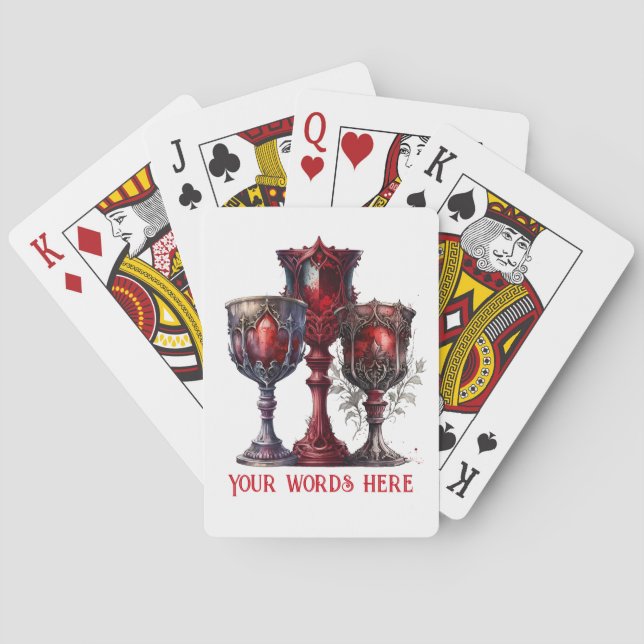 Create Your Own Gothic Red Chalices Playing Cards (Back)