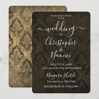 Create Your Own Gothic Rustic Damask Pattern Invitation