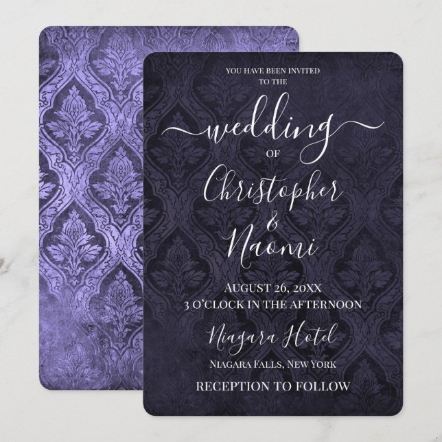 Create Your Own Gothic Rustic Damask Pattern Invitation (Front/Back)