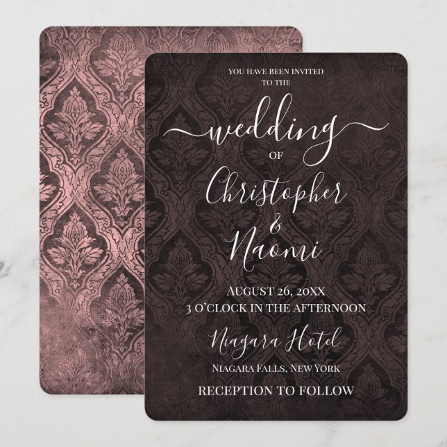 Create Your Own Gothic Rustic Damask Pattern Invitation (Front/Back)