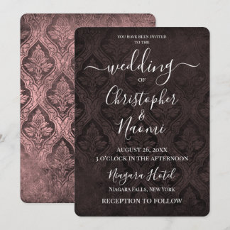 Create Your Own Gothic Rustic Damask Pattern Invitation