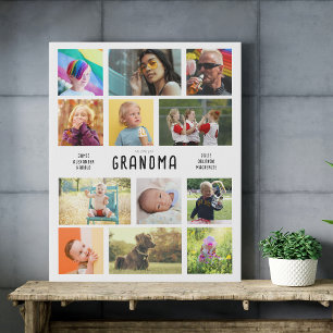 Create Your Own Grandparents Photo Collage Faux Canvas Print