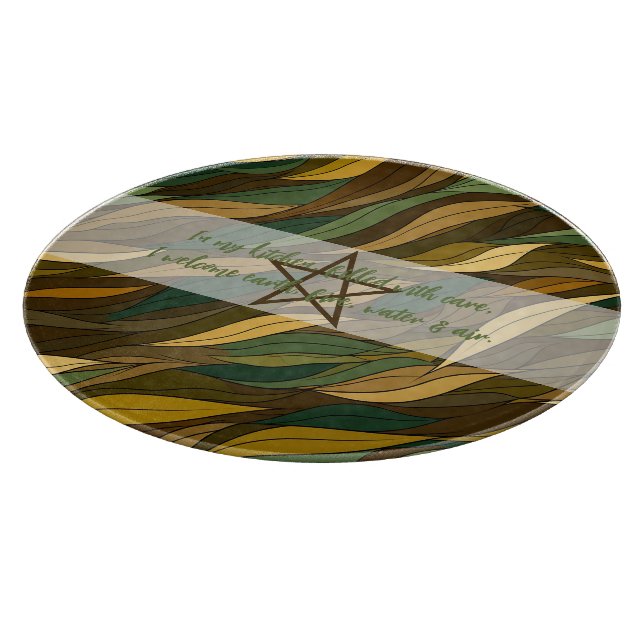 Create Your Own Green Brown Leafy Waves Cutting Board (Corner)