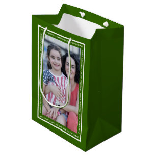 Create your own green Christmas holiday photo Medium Gift Bag