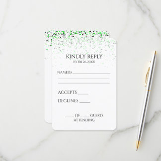 Create Your Own Green Falling Speckles RSVP Card