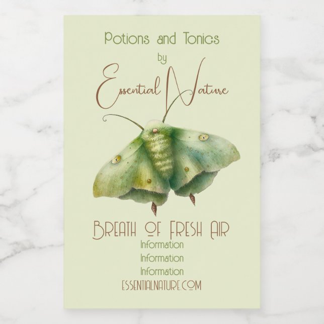 Create Your Own Green Fantasy Moth Food Label (Single Label)
