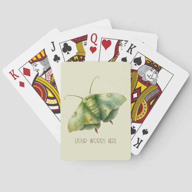 Create Your Own Green Fantasy Moth Playing Cards (Back)