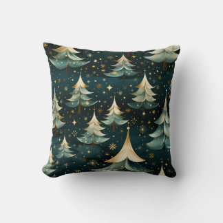 Create Your Own Green & Gold Christmas Trees Cushion