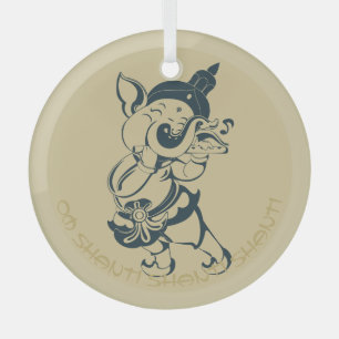 Create Your Own Green & Gold Ganesh Flute Glass Tree Decoration