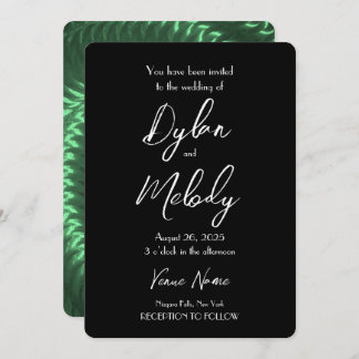 Create Your Own Green Metallic Spiral Wedding Invitation