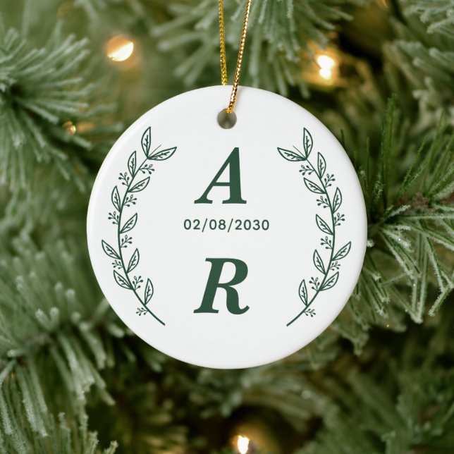 Create Your Own Green Monogram Wedding Favour Ceramic Tree Decoration (Tree)