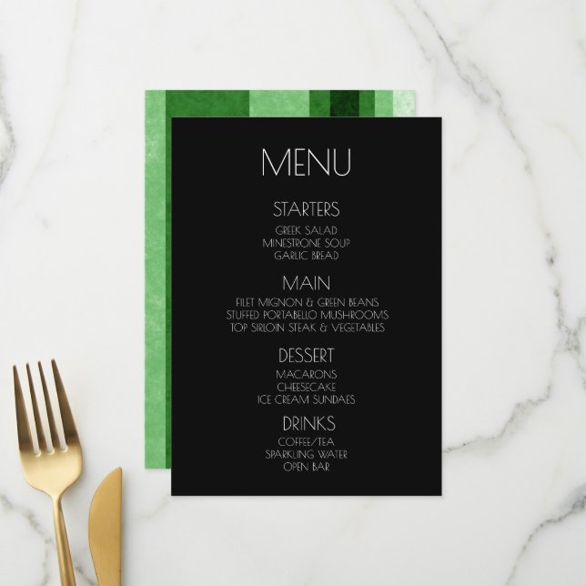 Create Your Own - Green Retro Stripes Menu (Front/Back In Situ)