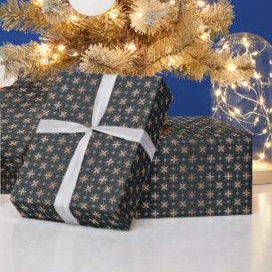 Create Your Own Green & Rose Gold Stars Wrapping Paper