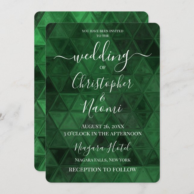 Create Your Own Green Triangle Pattern Invitation (Front/Back)