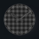 Create Your Own grey buffalo plaid Hebrew Clock<br><div class="desc">Wall Clock (HEBREW Numerals): Create Your Own buffalo plaid grey and black pattern styling - personalised professional branded clock with option to add custom logo / photo and text. Simple way to personalise your business,  create cool gifts for your family & friends for every occasion.</div>