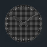 Create Your Own grey buffalo plaid Hebrew Clock<br><div class="desc">Wall Clock (HEBREW Numerals): Create Your Own buffalo plaid grey and black pattern styling - personalised professional branded clock with option to add custom logo / photo and text. Simple way to personalise your business,  create cool gifts for your family & friends for every occasion.</div>