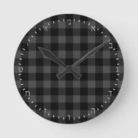 Create Your Own grey buffalo plaid Hebrew Clock