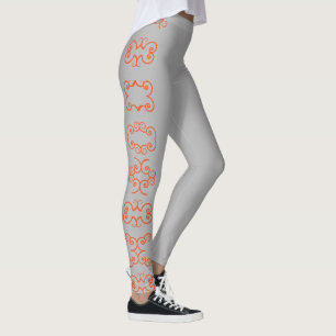 Create your own Grey Clothing floral Pattern art Leggings
