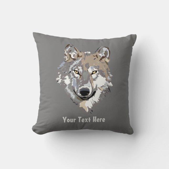 Create Your Own Grey Wolf  Throw Pillow (Front)