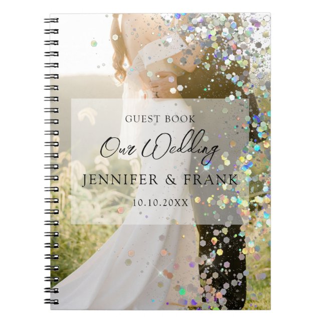 Create Your Own Guest book wedding Modern Glitter (Front)