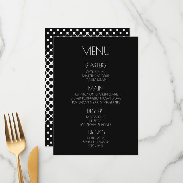 Create Your Own - Halftone Black Menu (Front/Back In Situ)