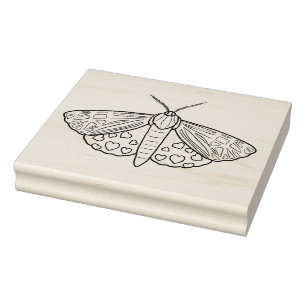 Create Your Own Hand Drawn Love Moth Hearts Rubber Stamp