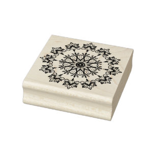Create Your Own Hand Drawn Orchid Flowers Mandala Rubber Stamp