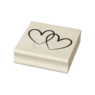 Create Your Own Hand Drawn Two Hearts Love Rubber Stamp