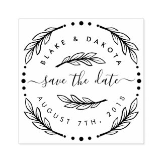 Create Your Own Hand Drawn Wreath Save The Date Rubber Stamp