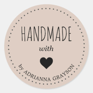 Create Your Own Handmade with Heart Name Classic Round Sticker