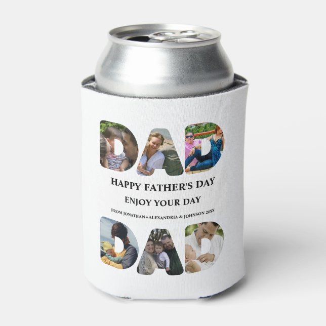 Create your own Happy fathers day 6 photo collage Can Cooler (Can Front)