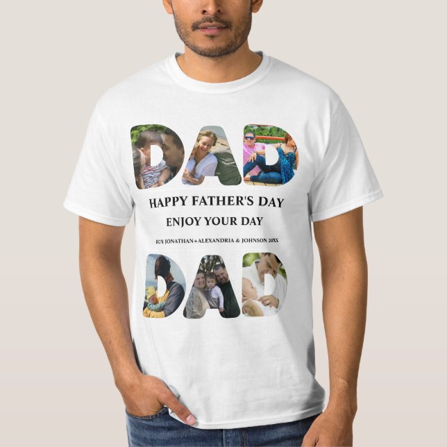 Create your own Happy fathers day 6 photo collage T-Shirt (Front)