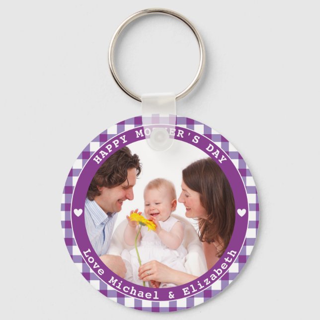 Create Your Own Happy Mother's Day Family Photo Key Ring (Front)
