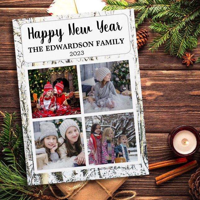 Create your own Happy New Year photo collage Magnet (Happy New Year family photo collage magnet. Nice magnet so send New Years wishes to family & friends)