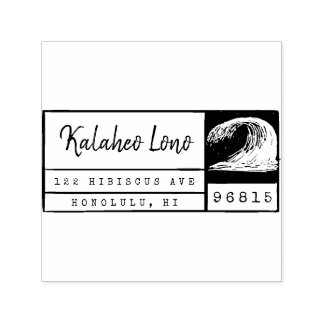 Create Your Own Hawaiian Surf Wave Return Address Self-inking Stamp