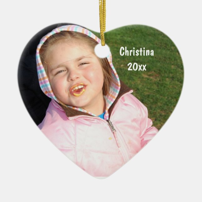 Create Your Own Heart Photo Keepsake With Text Ceramic Tree Decoration (Front)