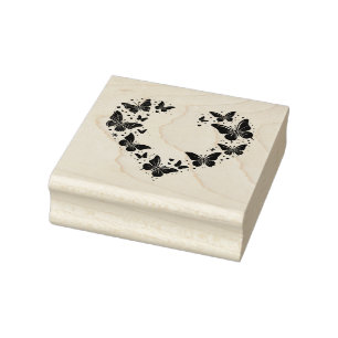 Create Your Own Heart Shaped Butterfly Laurel Rubber Stamp