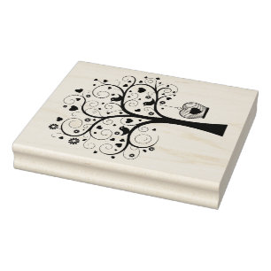 Create Your Own Hearts Flowers Birds Filigree Tree Rubber Stamp