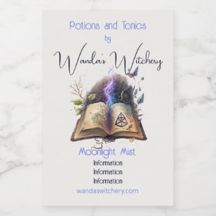 Create Your Own Hedge Witch Spell Book Wine Label