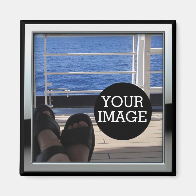 Create Your Own Here in Chrome Style Frame Magnet (Front)