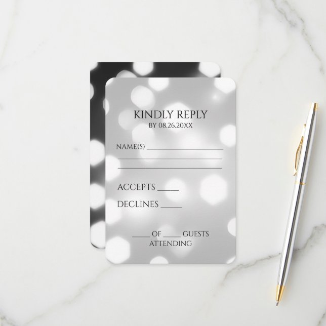 Create Your Own Hexagon Bokeh Background RSVP Card (Front/Back In Situ)