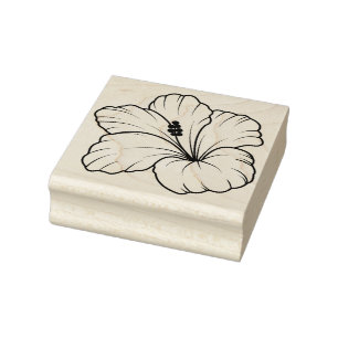 Create Your Own Hibiscus Flower Blossom Floral Rubber Stamp