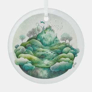 Create Your Own Hilly Green Landscape Glass Tree Decoration